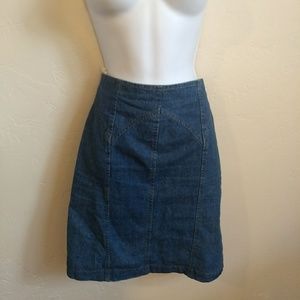 Vintage Blue denim Jean Pencil Mini Skirt 9 Cute!